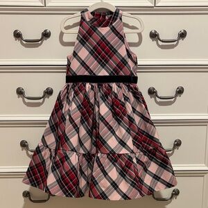 NWOT American Girl X Janie And Jack Holiday Ruby Pink Plaid Dress Size 3